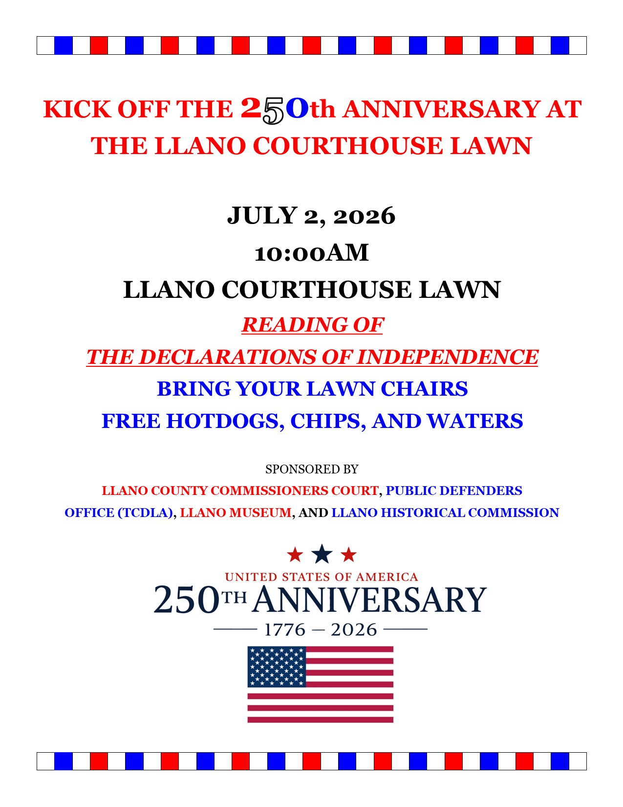 250TH USA Celebration Kick Off Flier